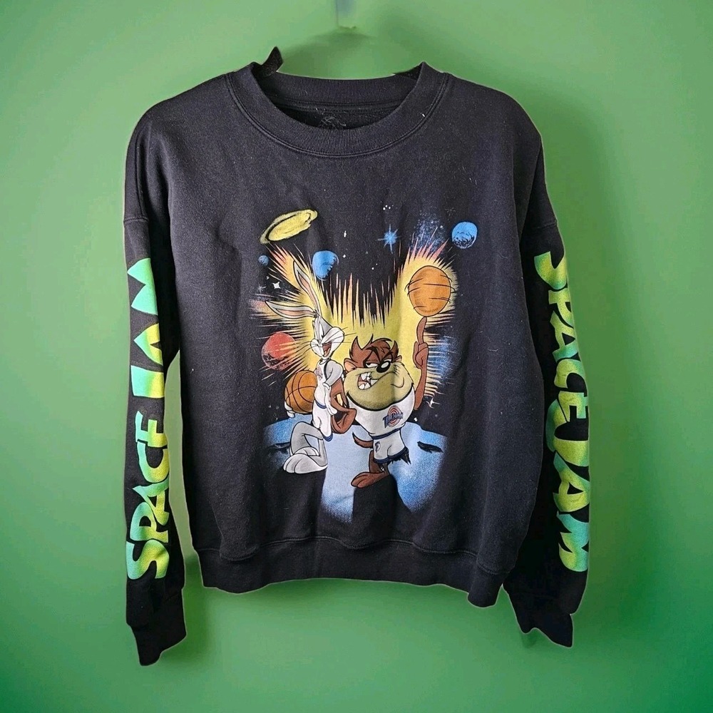 Space Jam Tune Squad Black Sweatshirt Bugs Bunny & Taz Cotton/polyester-Size Med